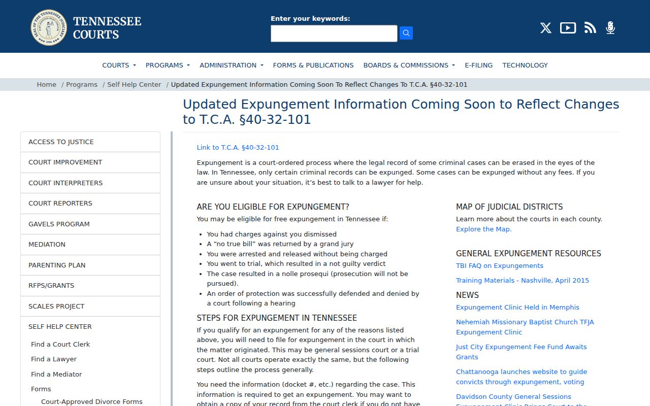 Decatur County criminal docket Tennessee expungement information