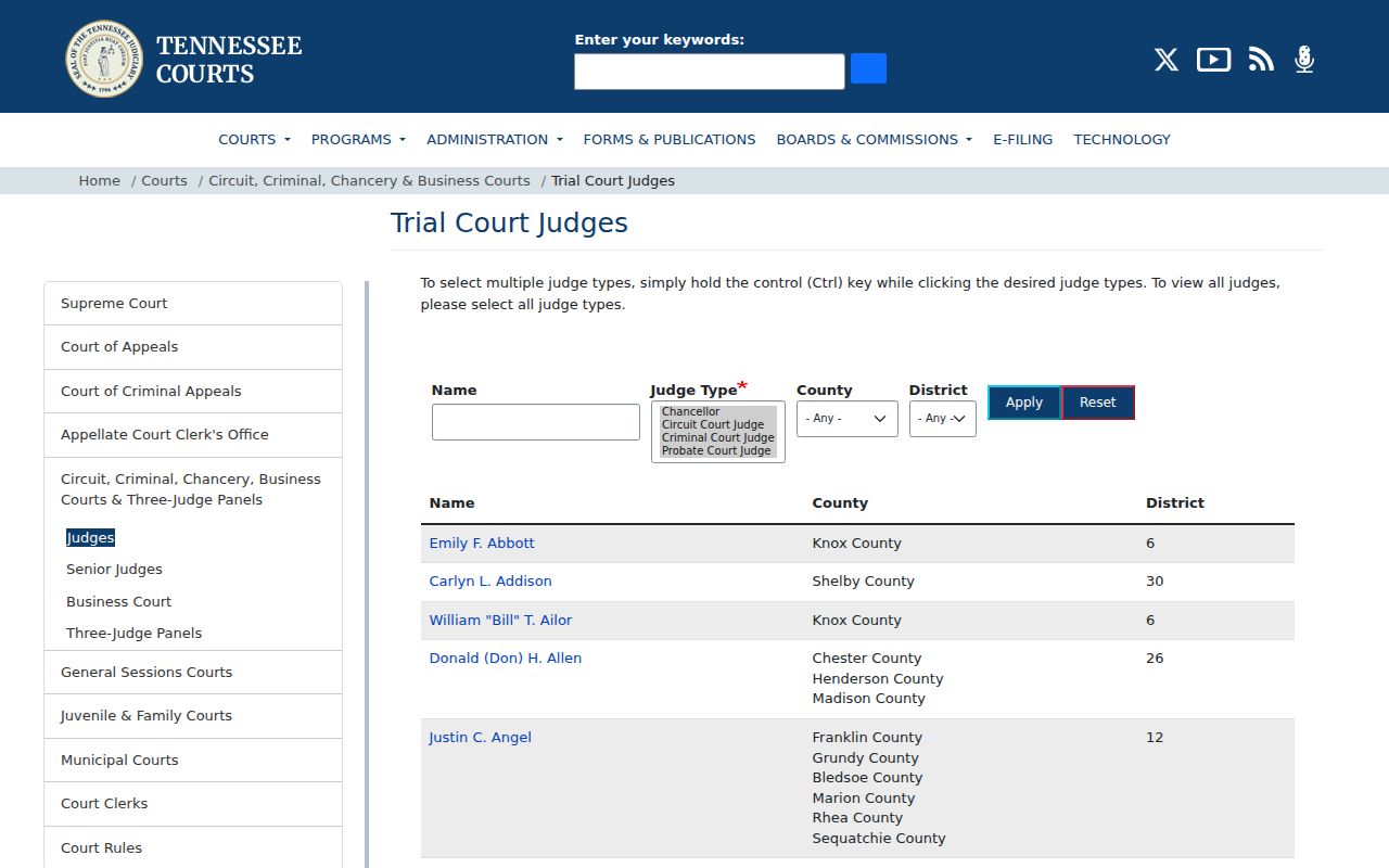 Decatur County court docket trial judge directory